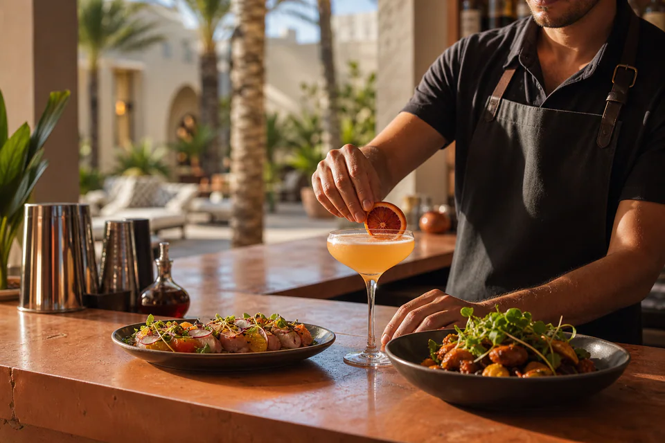 Cocktail and small plates at the bar