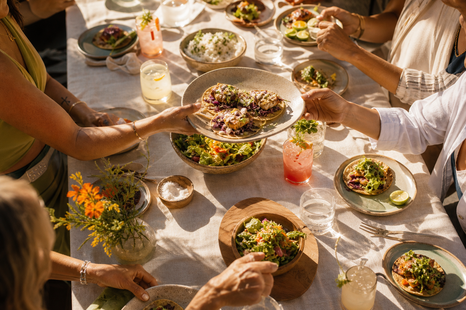 A generous table set for a shared dinner